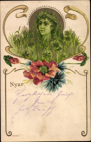 Chromo-Litho Nyar, Summer, Allegory, Grass, Flowers