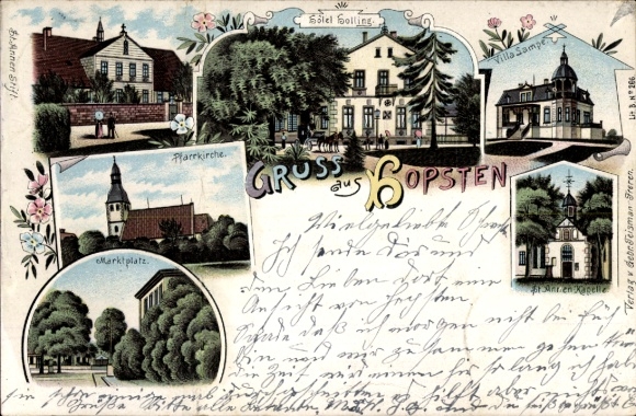 lito Hopsten w Westfalii, Villa Lamp, Villa Siering, kościół parafialny, kaplica, rynek, hotel