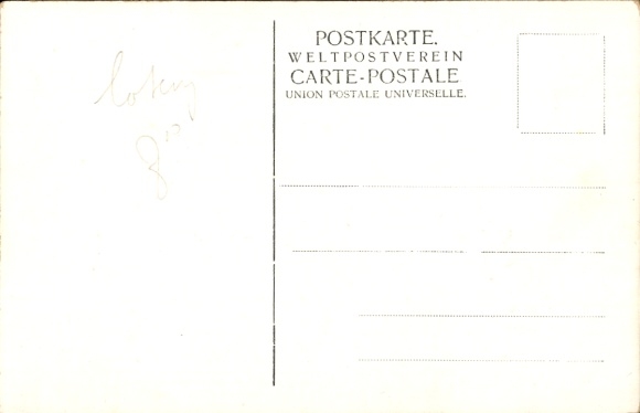 Postcard Royal Saxon State Lottery, ticket, clover leaves, woman portrait