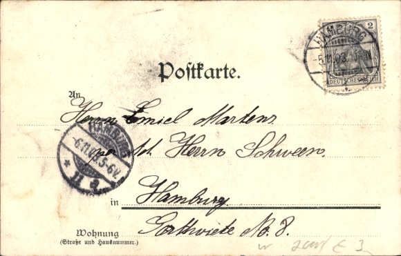 Postcard Hamburg Klein Flottbek, Botanical Garden with Post