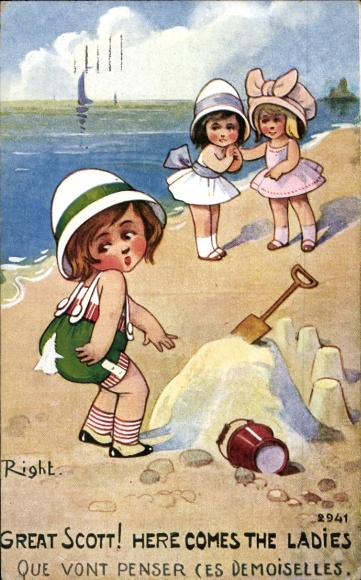 Artist Postcard Right, Children on the Beach, Humor