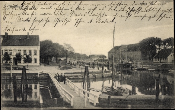 Ak Tönning op de Eider Nordfriesland, kavel bij de haven