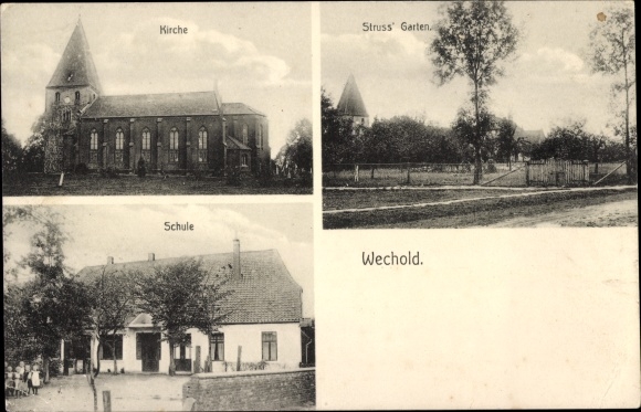 PC Wechold Hilgermissen in Lower Saxony, church, school, Struss' garden