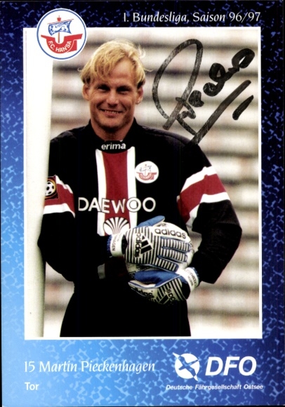 Autograph card footballer Martin Pieckenhagen, FC Hansa Rostock, autograph