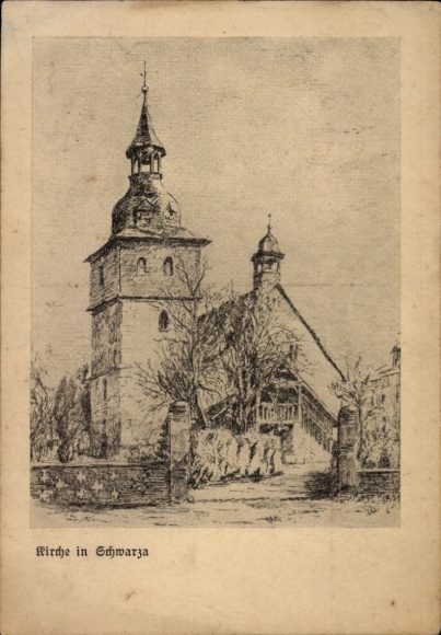 Artist Postcard Schwarza Rudolstadt, Church