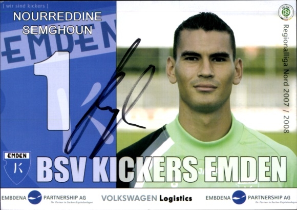 Autogrammkarte Fußballer Nourreddine Semghoun, BSV Kickers Emden, Autogramm