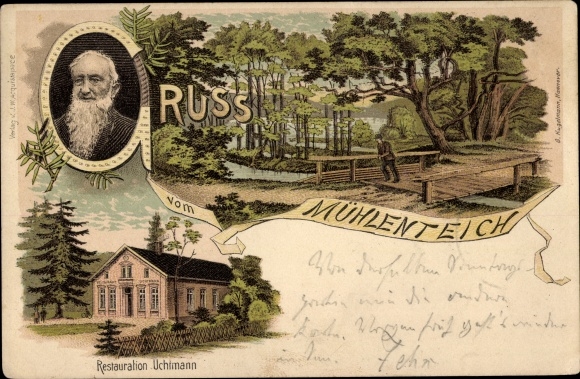 Chromo-Litho Varel in Oldenburg Jadebusen, Uchtmann restoration, mill pond