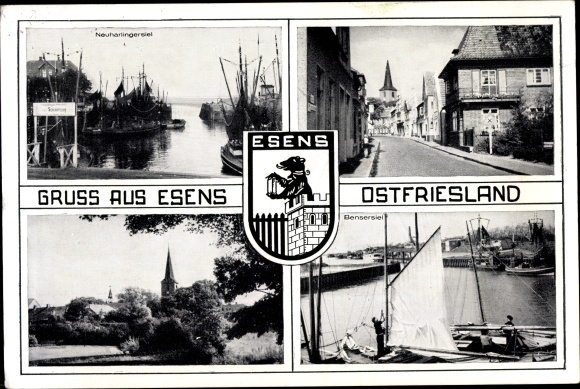 Postcard Esens, Neuharlingersiel, Bensersiel, street houses