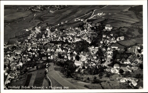 Postcard Hollfeld in Franconian Switzerland, aerial photograph