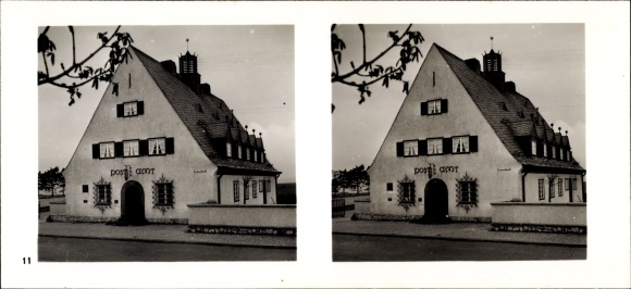 Stereo spatial image photo &quot;The NS model companies&quot; III 11, no. 321, post office Schwarzenbach am Wald