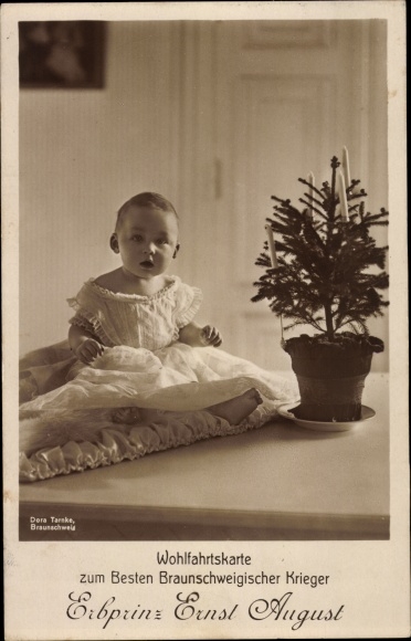 Postcard Hereditary Prince Ernst August of Braunschweig, child portrait, welfare card, photo. Dora Tarnke