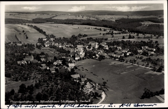 PC Schollbrunn im Spessart Unterfranken, total view of the village, aerial photograph