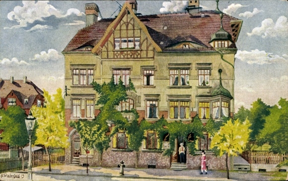 Artist Postcard Rahnfeld, A., Steinpleis Werdau in Saxony, Cafe Scharf