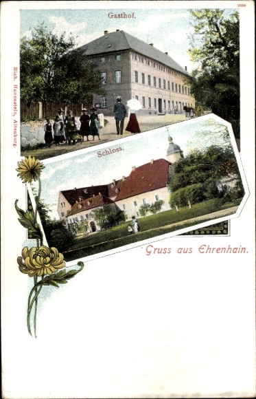 Postcard Ehrenhain Nobitz in the Altenburger Land, inn, castle