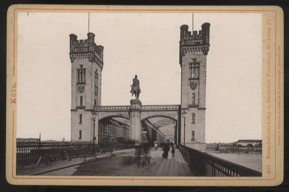 Cabinet Photo Cologne, railway bridge with monument to Friedrich Wilhelm IV.