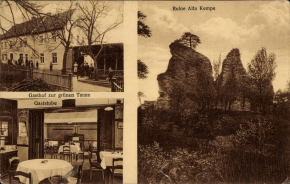 Ak Breitenbach Wetterzeube Burgenlandkreis, Ruine Alte Kempe, Gasthof zur grünen Tanne, Inh. Beuchel