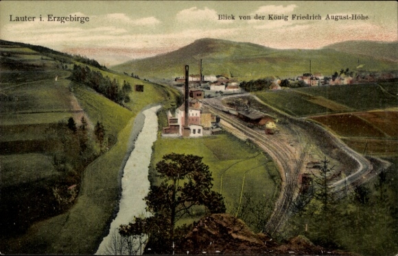 Postcard Lauter Bernsbach in the Ore Mountains Saxony, view from the king Friedrich-August-Höhe