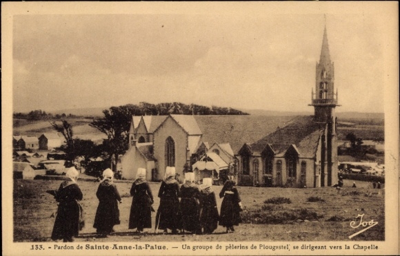 CPA Finistère, Chapelle Sainte Anne la Palud, pèlerins de Plougestel, se conductor vers la Chapelle