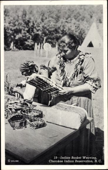 Postcard Indian Basketry, Cherokee Indian Reservation