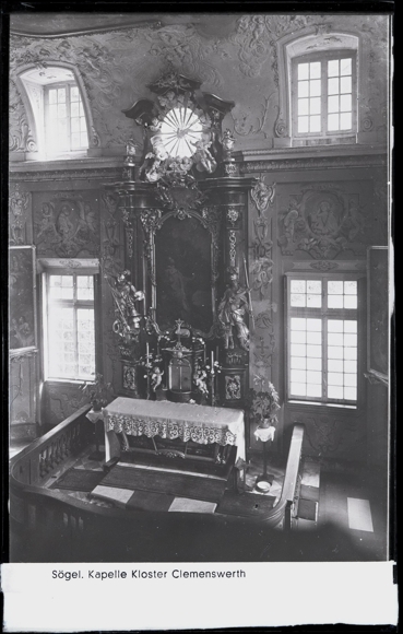 7 glass negative Sögel in Emsland, park, general view, church