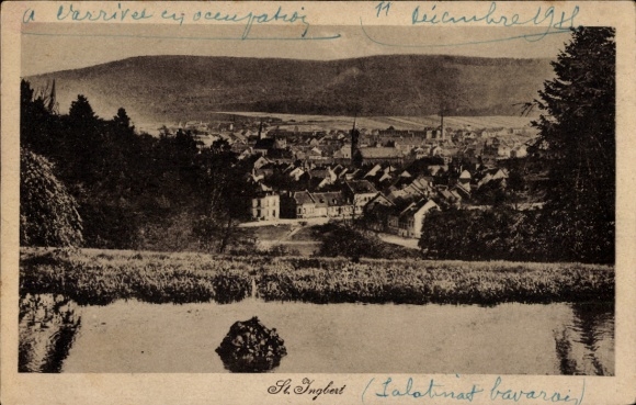 Ak Schüren St. Ingbert im Saarland, Schwarzweißansicht von  Berge im Hintergrund, ruhige Lands...