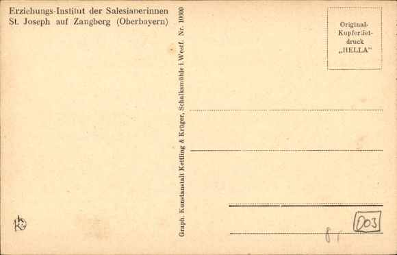 Postcard Zangberg Oberbayern, Educational Institute of the Salesian Sisters of St. Joseph, Pfortengang