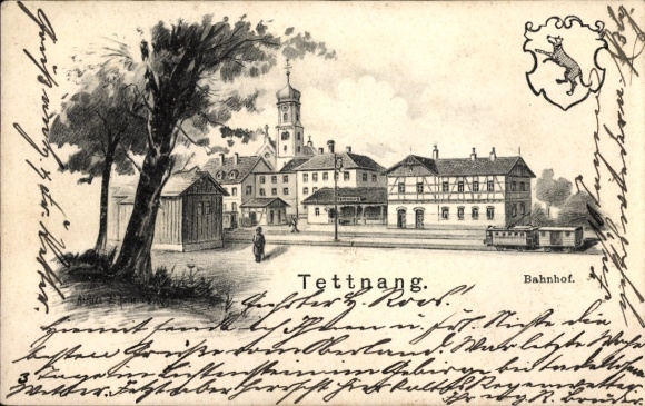 Künstler Ak Felle, Eugen, Tettnang in Württemberg, Bahnhof