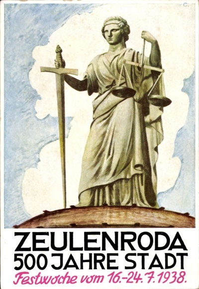 Künstler Ak Zeulenroda Triebes Thüringen, 500 Jahrfeier der Stadt 1938