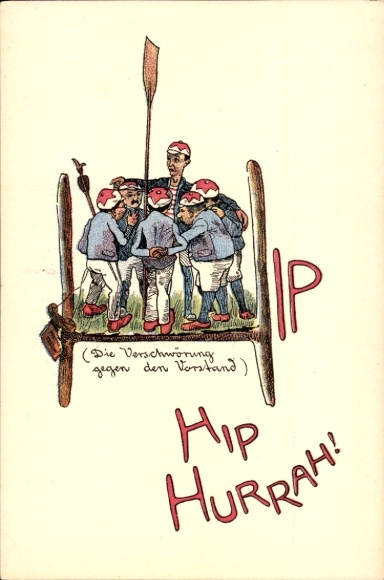 Artists Postcard Hip Hip Hurrah, The Conspiracy Against the Board, Rowers