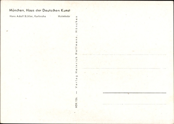 Artist Postcard Bühler, Hans Adolf, Homecoming, HDK No. 136