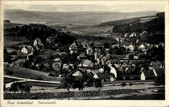 Postcard Bad Salzschlirf in Hesse, partial view