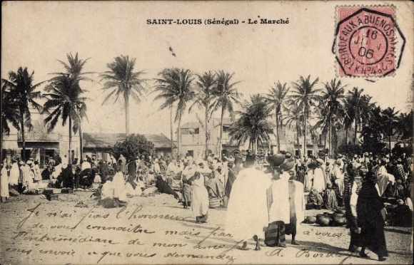 Ansichtkaart Saint Louis Senegal, Le Marche