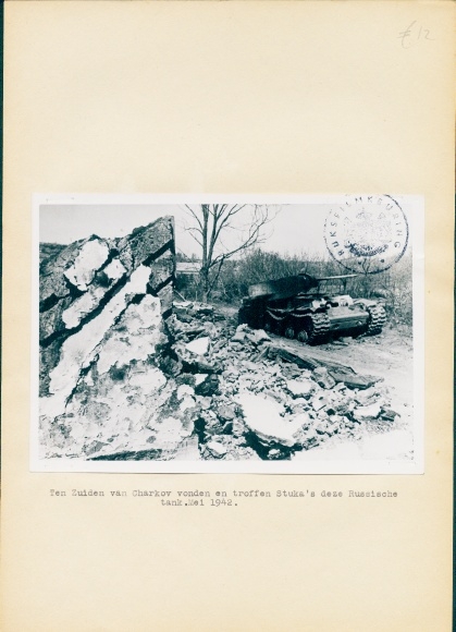 Photo Wehrmacht, Russian tanks destroyed by Stukas in Kharkiv, 1942, WWII