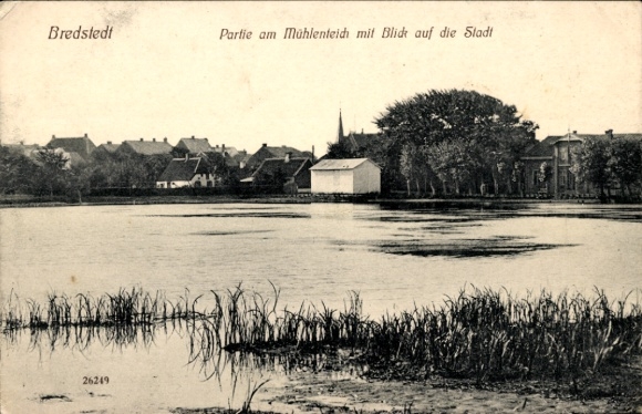 Postcard Bredstedt in North Friesland, mill pond, city view