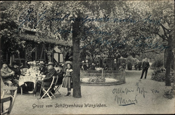 Postcard Wanzleben Börde in Saxony Anhalt, Schützenhaus, garden, guests