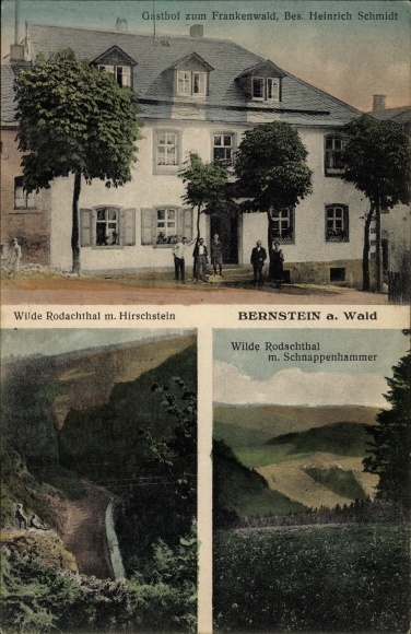 Postcard Bernstein Schwarzenbach am Wald Oberfranken, Gasthof zum Frankenwald, owner Heinrich Schmidt