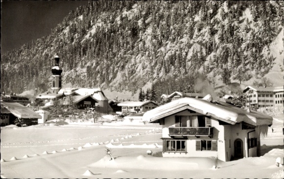 Postcard Reit im Winkl Upper Bavaria, Haus Schuhbeck, Church, Winter