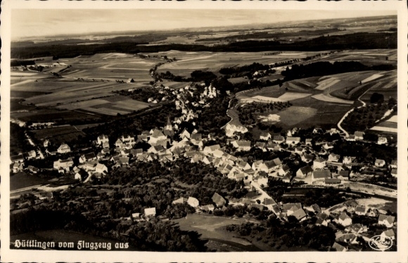 Postcard Hüttlingen in Württemberg, aerial photograph