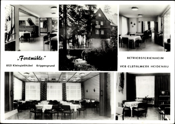 Ak Kleingiesshübel, bosmolen in Krippengrund, bedrijfsvakantiehuis VEB Elbtalwerk Heidenau