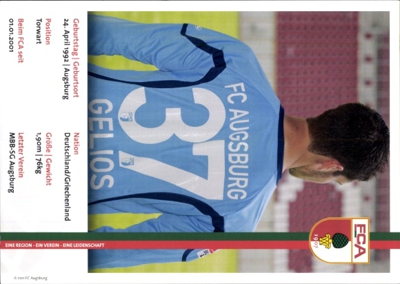 Autograph card footballer Ioannis Gelios, FC Augsburg, autograph
