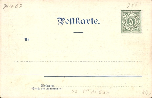 Postal stationery PC Stuttgart in Württemberg, people on a meadow, man's face as a spider