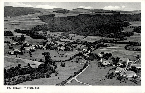 Postcard Hottingen Rickenbach im Hotzenwald, aerial photograph, Gasthaus zur Sonne