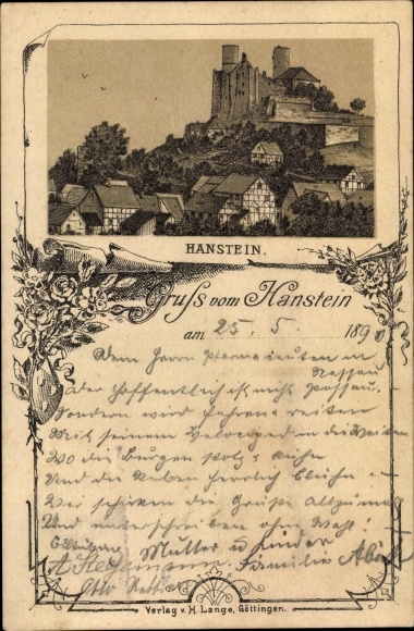 Forerunner lito Rimbach Bornhagen im Eichsfeld, widok na zamek Hahnstein