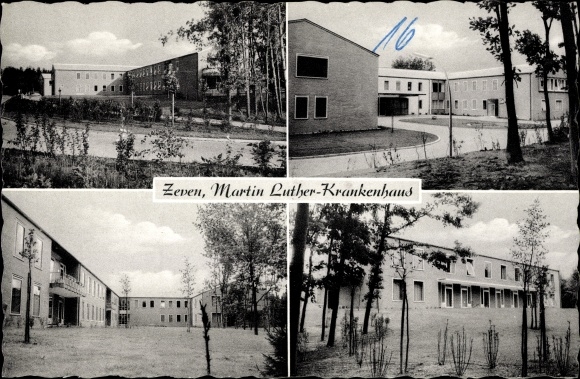 Postcard Zeven in Lower Saxony, Martin Luther Hospital
