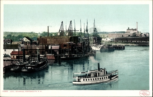 Briefkaart Portsmouth Van Newhampshire de VS, Steenkoolkades