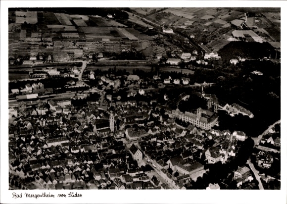 Postcard Bad Mergentheim in Tauberfranken, aerial view of cityscape, landscape, buildings
