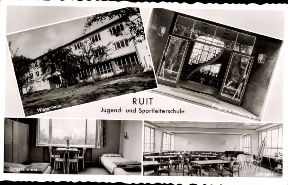 Postcard Ruit Ostfildern Baden Württemberg, Youth and Sports Leadership School, Wiesenhaus
