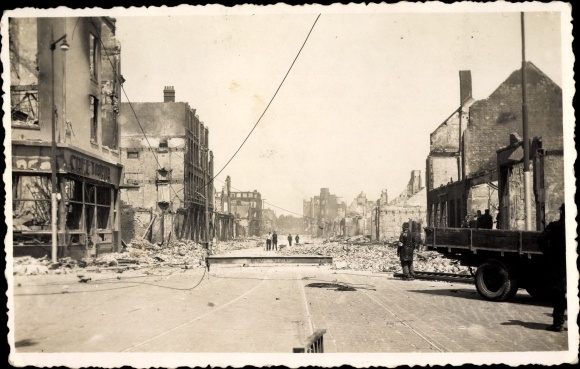 foto Rotterdam Zuid-Holland Nederland, straatdeel, oorlogsschade, II WO