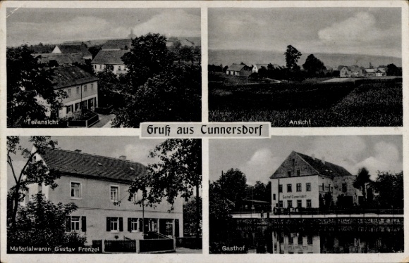 Postcard Dresden Schönfeld Weißig Cunnersdorf, partial view, material goods Gustav Frenzel, inn