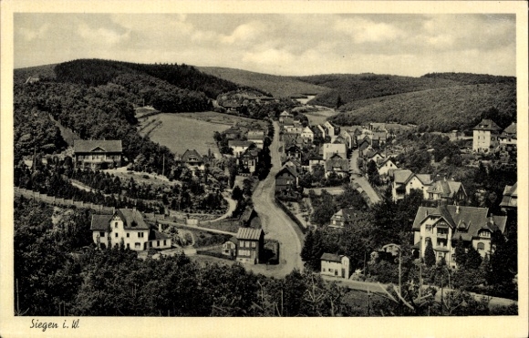 Picture PC Siegen in Westphalia, landscape photograph, houses, street, Siegen i. W